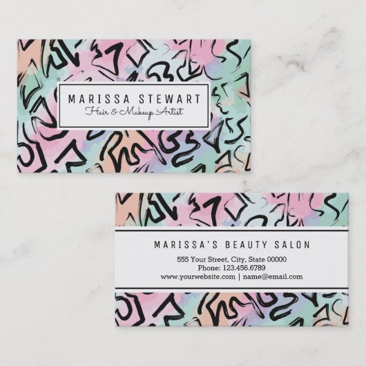 Abstracte moderne graffiti-Waterverf Visitekaartje (Voorkant / Achterkant)