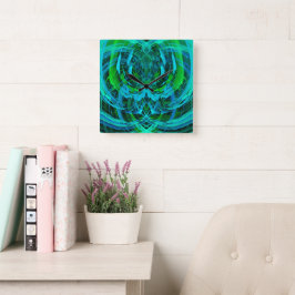Abstracte moderne groene kunst vierkante klok