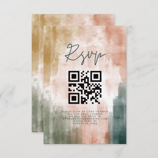 Abstracte moderne Herfst Boho Wedding RSVP Kaartje (Voorkant / Achterkant)