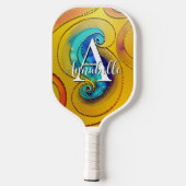 Abstracte moderne juwelen en goudmetalen pickleball paddle (Achterkant)