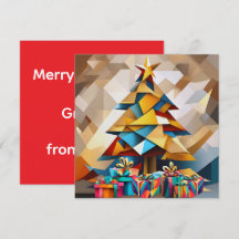 Abstracte moderne kerstboom plat kaart