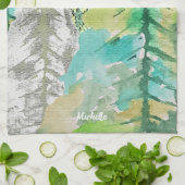 Abstracte moderne kerstboom Waterverf kunst Theedoek (Gevouwen)