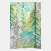 Abstracte moderne kerstboom Waterverf kunst Theedoek (Verticaal)