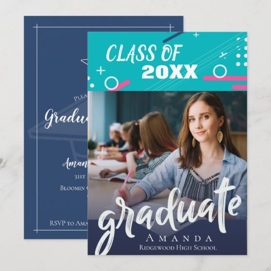 Abstracte moderne klasse van 2025 foto Afstuderen Kaart (Voorkant / Achterkant)