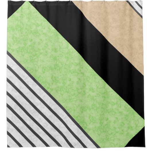 Abstracte moderne kleuren beige mint groen wit bla douchegordijn (Voorkant)