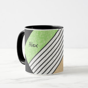 Abstracte moderne kleuren beige mintgroen wit zwar mok