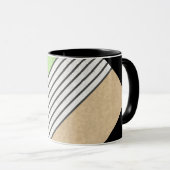 Abstracte moderne kleuren beige mintgroen wit zwar mok (Voorkant rechts)