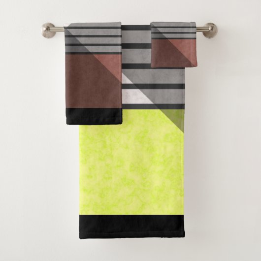 Abstracte moderne kleuren bruin gele citroen bl bad handdoek (Insitu)