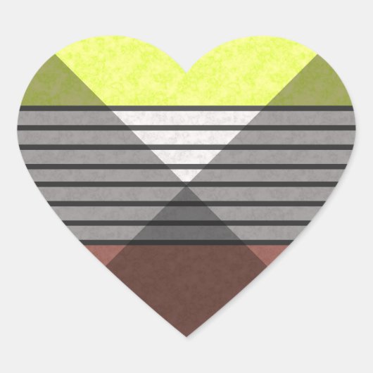 Abstracte moderne kleuren bruin gele citroen bl hart sticker (Voorkant)