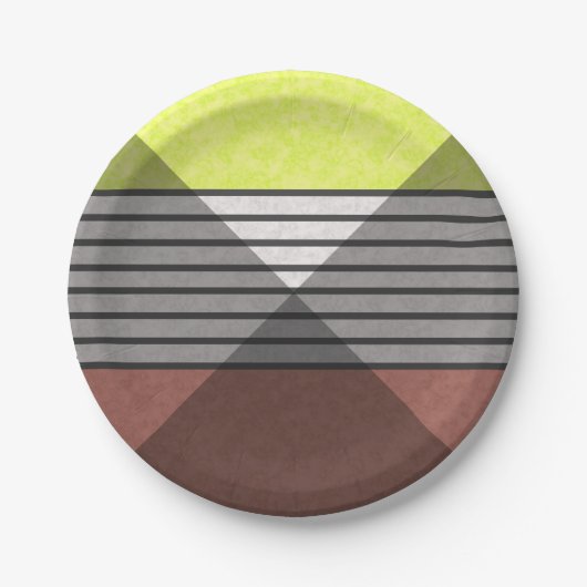 Abstracte moderne kleuren bruin gele citroen bl papieren bordje (Voorkant)