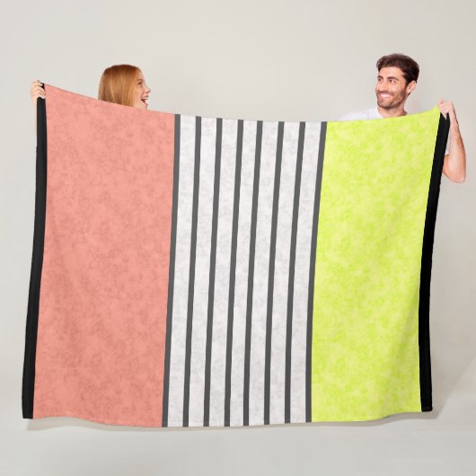 Abstracte moderne kleuren koraalroze kalk groen wi fleece deken (In situ)