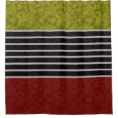 Abstracte moderne kleuren rode, witte zwarte strip douchegordijn (Voorkant)