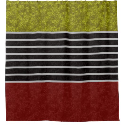 Abstracte moderne kleuren rode, witte zwarte strip douchegordijn (Voorkant)