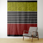 Abstracte moderne kleuren rode, witte zwarte strip wandkleed (In situ)