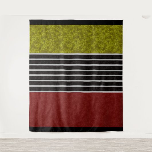 Abstracte moderne kleuren rode, witte zwarte strip wandkleed (Voorkant)