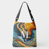 Abstracte moderne kleurengolven crossbody tas (Voorkant)