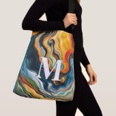 Abstracte moderne kleurengolven crossbody tas (Dichtbij)