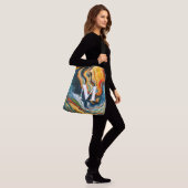 Abstracte moderne kleurengolven crossbody tas (Op model)