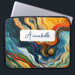 Abstracte moderne kleurengolven laptop sleeve<br><div class="desc">Dit moderne abstracte laptophoes is opvallend en maakt een echte weergave met de rijke,  juwelen kleuren en texturen. Levendig en verbluffend. Voeg een naam toe om het te personaliseren. Creëer door Simply Farmhouse Press.</div>