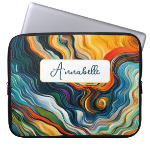 Abstracte moderne kleurengolven laptop sleeve