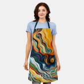 Abstracte moderne kleurengolven schort (Gedragen)