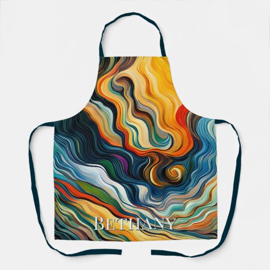 Abstracte moderne kleurengolven schort (Voorkant)