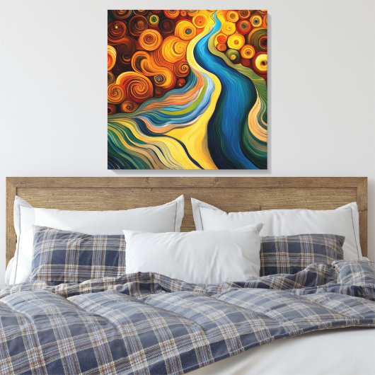 Abstracte moderne kleurenrivieren canvas afdruk (Insitu (Slaapkamer))