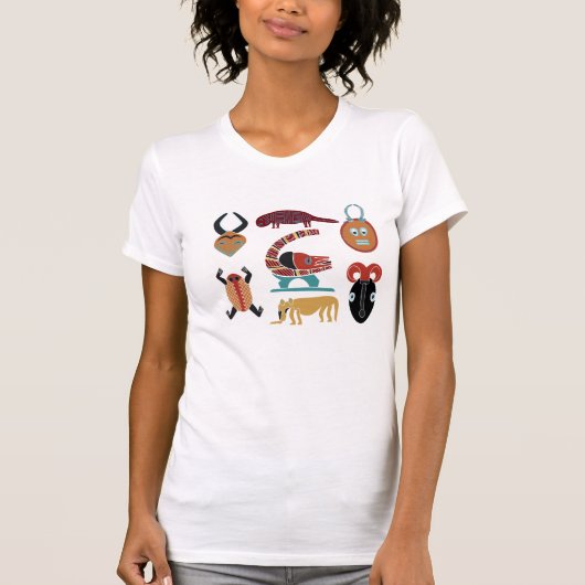 Abstracte moderne kleurrijke Afrikaanse stamgezich T-shirt (Voorkant)