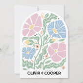 Abstracte moderne kleurrijke bloemenbruiloft kaart (Achterkant)