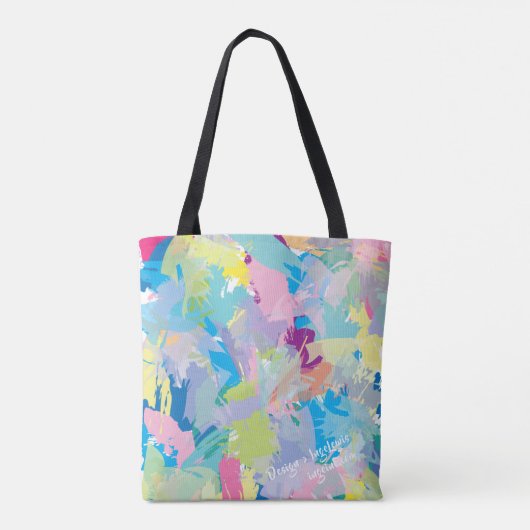 Abstracte moderne kleurrijke Canvas tas (Achterkant)