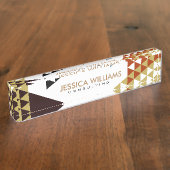 Abstracte moderne kleurrijke driehoeken naambordje (Zijkant)