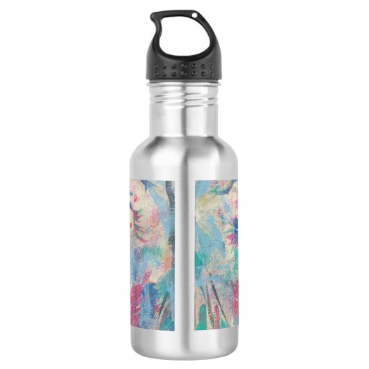 Abstracte moderne kleurrijke "Fancy" waterfles Waterfles (Achterkant)