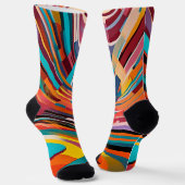 Abstracte moderne kleurrijke, heldere patroonkunst sokken (Gebogen)