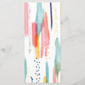 Abstracte moderne kleurrijke penseelbruiloft menu (Achterkant)