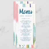 Abstracte moderne kleurrijke penseelbruiloft menu (Voorkant / Achterkant)
