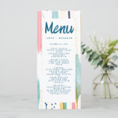 Abstracte moderne kleurrijke penseelbruiloft menu (Staand voorkant)