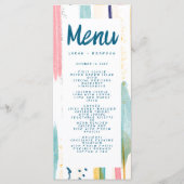 Abstracte moderne kleurrijke penseelbruiloft menu (Voorkant)