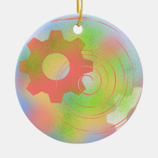 Abstracte moderne kogwiel keramisch ornament (Voorkant)