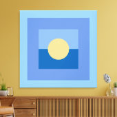 Abstracte moderne kunst Blauwe vierkanten Gele cir Canvas Afdruk (Insitu (Woonkamer))