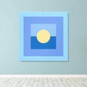 Abstracte moderne kunst Blauwe vierkanten Gele cir Canvas Afdruk (Insitu (Houten vloer))