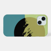Abstracte moderne kunst donkere cirkel iPhone 15 case (Achterkant horizontaal)