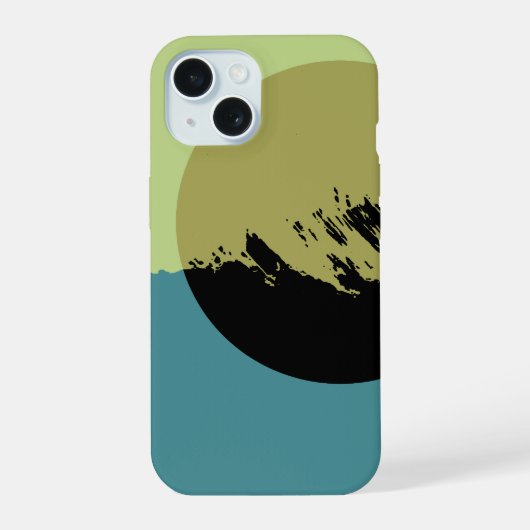 Abstracte moderne kunst donkere cirkel iPhone 15 case (Achterkant)