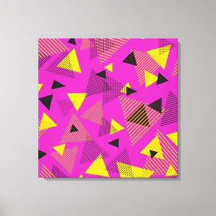 Abstracte moderne kunst driehoeken Paarse geel zwa Canvas Afdruk