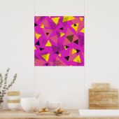 Abstracte moderne kunst driehoeken Paarse geel zwa Poster (Keuken)