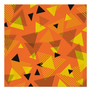 Abstracte moderne kunst driehoeken Sinaasappel gee Perfect Poster