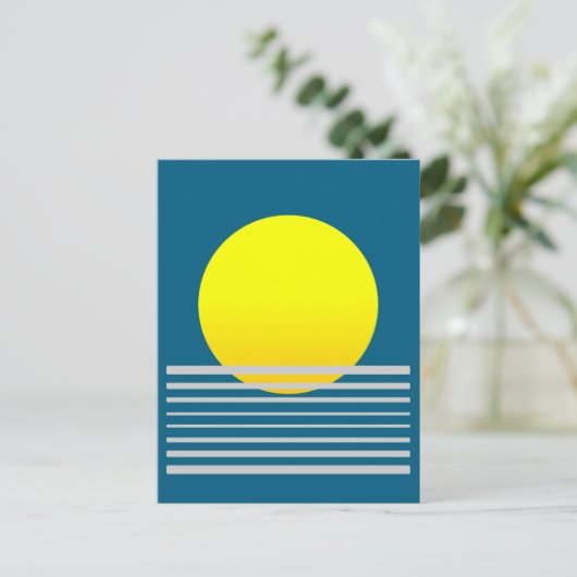 Abstracte moderne kunst geel zon en Zee landschap Briefkaart (Staand voorkant)