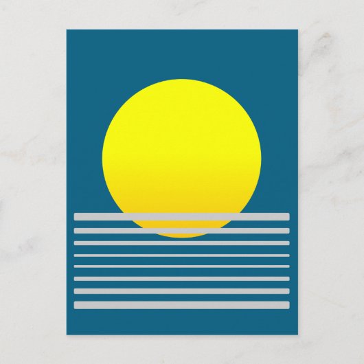 Abstracte moderne kunst geel zon en Zee landschap Briefkaart (Voorkant)