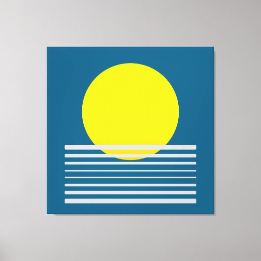 Abstracte moderne kunst geel zon en Zee landschap Canvas Afdruk (Voorkant)