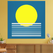 Abstracte moderne kunst geel zon en Zee landschap Canvas Afdruk (Insitu (Woonkamer))