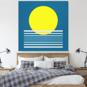Abstracte moderne kunst geel zon en Zee landschap Canvas Afdruk (Insitu (Slaapkamer))